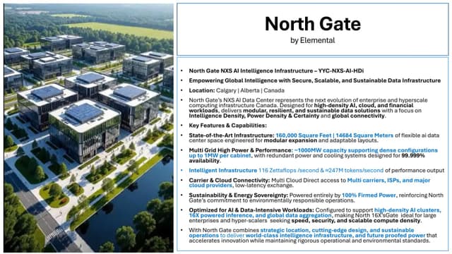 North Gate Calgary AI Data Center with 1000MW Multi-Grid Power Capacity